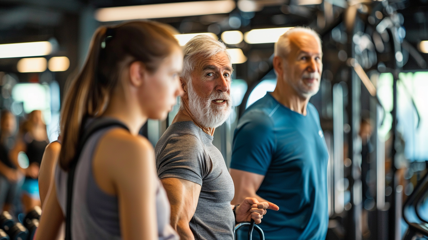 Група людей різного віку займається фітнесом